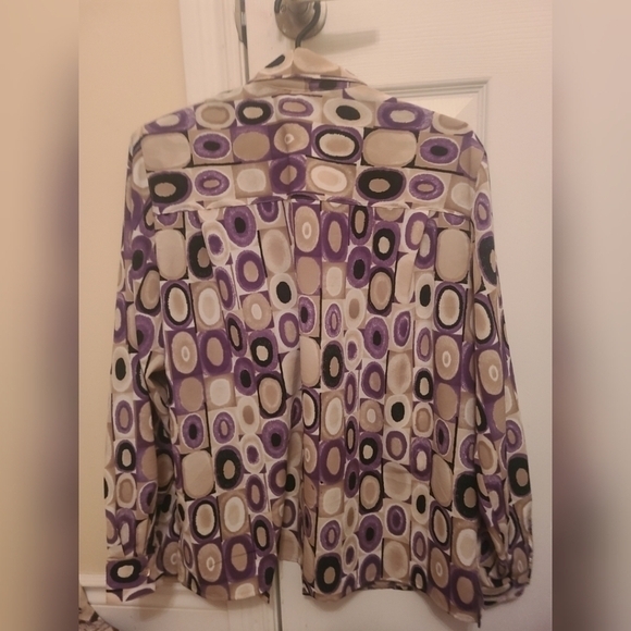 Vintage Alfred Dunner Printed Button Down Long Sleeves  W/ Shoulder Pads Size 14 - Picture 3 of 5